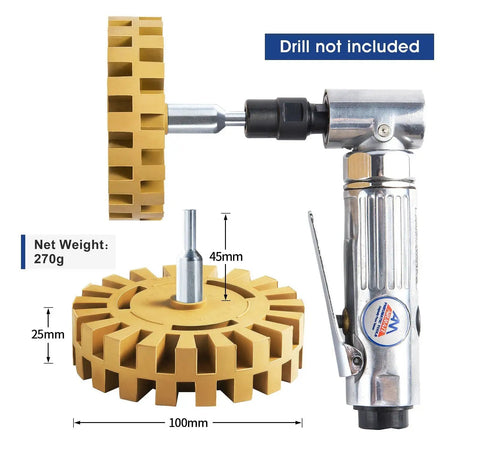 Decal Remover Eraser Wheel For Drill, rubber wheel tool kit with 100mm diameter and 25mm thickness, drill not included