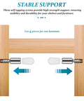 Diagram showing heavy duty shelf support pins with protective caps and self tapping screws in manganese steel for wardrobes and furniture.