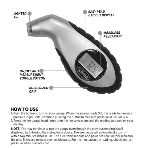 Digital Tire Pressure Gauge With Bright LCD Display And Lighted Tip For Night Checks No Fluff Easy Read 5 To 150 PSI Fast Accurate Readouts Long Battery Life Replacement Battery Ready Great For Cars And SUVs, silver rubberized grip