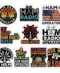 Ten Dope Ham Radio Sticker Pack With Funny Ops Sayings Vinyl Weatherproof Decals For Laptops Water Bottles Notebooks And Gear For Ham Enthusiasts Amateur Radio Club Members Keepsake, featuring colorful radio-themed designs.