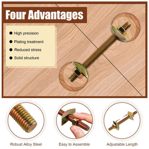 Real Deal M8 X 100Mm Countertop Connectors Kit featuring a heavy duty M8 fastener with nuts and washers on a wooden surface.