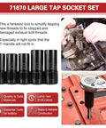 Five Piece Heavy Duty Tap Socket Set Fits 5/8 To 1 Inch Taps, 1/2 Inch Drive Adapter in use for large taps and die sets on machinery