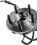 Front view of a wheel hub bearing assembly with wiring for Front And Rear Wheel Hub Bearings Kit With 20 Chrome Lug Nuts For 2006 2010 Ford Explorer Sport Trac Mercury Mountaineer Independent Rear Suspension Replacement