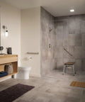 Genta Brushed Nickel 18 Inch Bathroom Grab Bar ADA Compliant with Non Slip Grip Pad in a modern bathroom setting