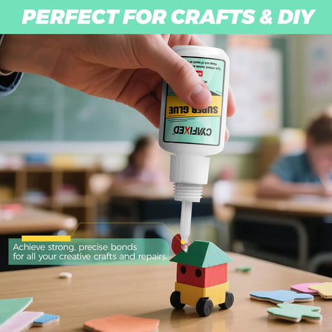 Hand applying Clear Quick Dry Cyanoacrylate Glue For Wood Plastic Metal Glass Ceramic Leather And More For DIY Projects on toy
