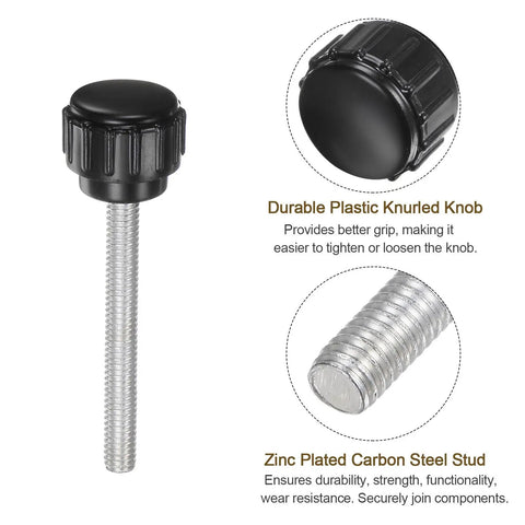 20 Pack M4 40Mm Knurled Knobs Thumb Screws for Quick Adjustments with 14Mm Black Plastic Round Heads zinc plated