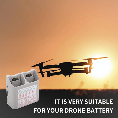 Two Way Charger With Storage For Neo Battery, 45W Rapid Dual Charging Hub next to silhouette of drone at sunset