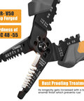 Close-up of Do It All Automatic Self Adjusting Wire Stripper Cutter And Crimper, showing markings and rust-proof handle