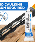 Fast Cure White Marine Adhesive Sealant 5200 for Above and Below Waterline, UV Resistant Marine Caulk shown without caulking gun.