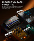 DP 3 Multi Output Guitar Pedal Power Supply With 10 Isolated DC Outputs for 9V 12V and 18V Effects Pedals on pedalboard setup