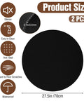 Two Piece Non Slip Diatomite Recliner Floor Protectors for Hardwood Floors, product size detail, round black 27.5in gripper