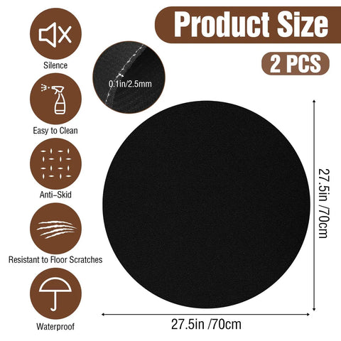 Two Piece Non Slip Diatomite Recliner Floor Protectors for Hardwood Floors, product size detail, round black 27.5in gripper