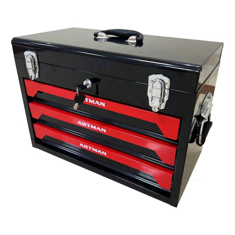 Heavy Duty Steel Tool Box With Three Drawers And Ball Bearing Slides Portable Tool Chest Organizer Lockable