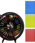 36 Pcs Cycling Reflectors In Red Yellow And Blue For Your Night Rides Spoke Lights On A Bike Wheel With Reflectors Displayed