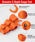 Pro Grade Pipe Deburring Tool Kit With One Quarter To One Inch Depth Gauge And One Eighth To One And Five Eighths Inch Inner Outer Reamer For Copper PVC CPVC PPR Brass Aluminum Pipe 4 Pack, orange plastic measurement tool