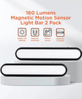 Two Pack LED Light Bars With Motion Sensor, 160 Lumens, Touchless Operation, Magnetic Mount, Battery Powered Slim Portable Lights For Closet, Garage, Shelf And Indoor Use