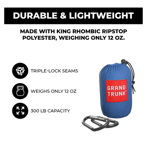 Ultralight Camping Hammock 12 Oz Lightweight Blue Portable Ripstop Polyester 96 By 46 Inch Solo Lounger quick-dry bag