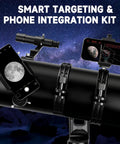 130mm Professional Astronomical Telescope With 650mm Focal Length For Bright Views Alt Az Mount With Fine Adjustment Dual Phone Adapters Moon Filter 65X And 32 Point 5X Magnification Ideal For Adults And Beginners. telescope with dual phone adapters showing moon viewing