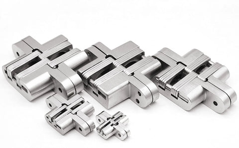 2 Pack Stainless Steel 304 Hidden Hinge With Silent Close, Invisible Mounting Folding Door Hinge for Wooden Doors, 13x45mm
