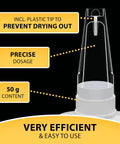 Front view: 3D printer superglue gel bottle with precision tip, 50 g content, no-drip design