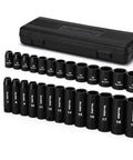Go-To 27-Piece 3/8-Inch Drive Metric Impact Socket Set with 12-Point Cr-V Steel sockets and storage case