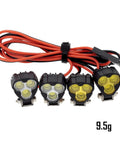 Bright LED Light Kit for RC Crawlers with clover style spotlight, four lights and control line, suitable for 1:18-1:24 scale rigs