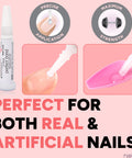 Perfect Bond Nail Glue For Natural And Artificial Nails, Super Strong Quick Dry, demonstrating application and strength.