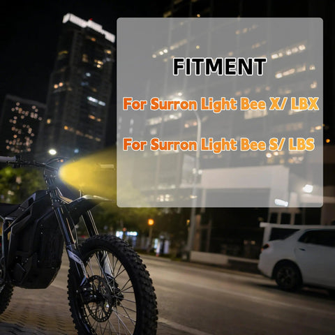 Number Plate And Headlight Kit For Surron Light Bee X LBX Electric Dirt Bike Front Plate With Light Bar Includes Control Switch And Blue Light Bright LED Beam Easy Install Durable Weather Resistant Yellow Lighting Accessory