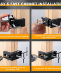 Image showing step-by-step use of Cabinet Installation Clamp Kit For Easy Face Frame Cabinetry Installations, Heavy Duty All Metal Claws With Two Flexible Drill Guides One Eighth And Three Sixteenths, Orange And Black 2 Pack.