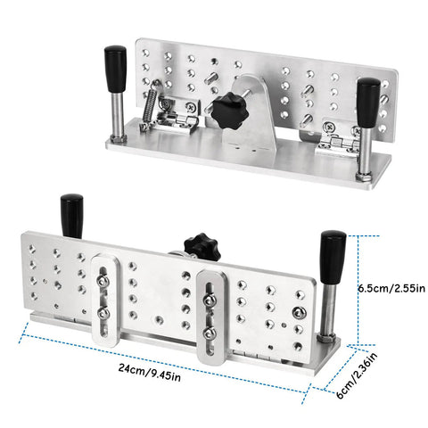 Hefty Aluminum Belt Sander Knife Jig featuring smooth adjustable angle grinding guide for zero friction tool sharpening.