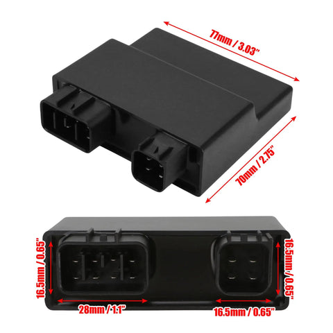 Pro Grade CDI Box Replacement For Yamaha YFZ 450 And Honda ATVs, A Solid Fit For CRF450R And TRX 450R with dimensions shown