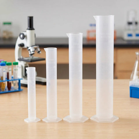 4 Pack Plastic Graduated Cylinders Thickened Clear Plastic With Hexagonal Spill Resistant Base For Precise Calibration In Kid Friendly Lab Learning Science Classroom Supplies Industrial Measuring, four sizes
