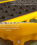 Oil Spill Containment Tray For Warehouses, Modular Polyethylene Pallet With Drain, detailed view of anti-slip pad and nut drain outlet