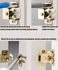 Installation guide for Heavy Duty Double Roller Cabinet Door Catches for Wardrobe And Cupboard Smooth Glide Metal Hardware.