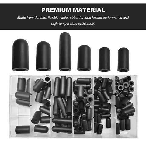 Vacuum Cap Kit For Car Repairs With 105 Piece Rubber Hose End Caps In Assorted Sizes display in storage case
