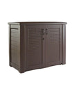 Decorative Outdoor Storage Cabinet 123 Gallon Weather Resistant Brown For Patio Garden Tools Toys Pool Supplies Cushions And More Ideal For Home Backyard Porch