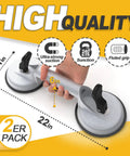 2 Pack Heavy Duty Aluminum Vacuum Glass Lifters With Rock Solid Grip And Hella Strong 240 Pound Crush Capacity for lifting glass and tiles.