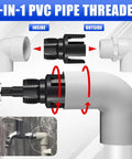 Lanties 2 Pcs Pipe Threader Kit For Fast Diy Plumbing Repairs And Irrigation Setups showing internal and external threading capabilities.