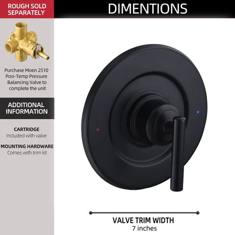 No Fuss Easy Install Posi Temp Valve Trim Kit Replacement Matte Black Finish with durable metal construction and lever handle
