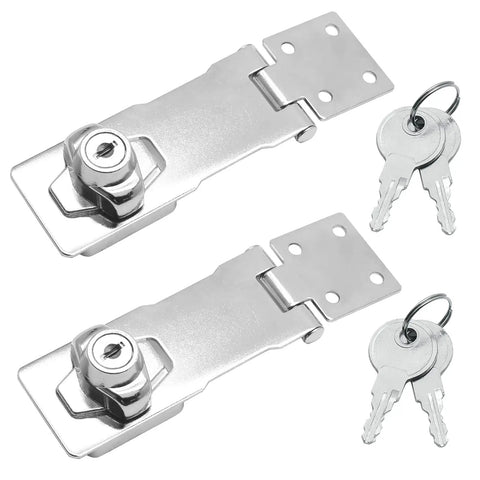 Keyed Alike 4 Inch Hasp Locks 2 Pack With Twist Knob Key Locking Hasp Stainless Steel Cabinet And Door Catch Lock For Home Office Use Easy