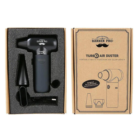 Cordless Electric Air Duster With 3 Gear Mini Portable Jet Dry Blower in packaging with nozzles
