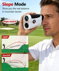 Man using Lightweight Golf Rangefinder Slope Switch And Flag Lock Vibration, Rechargeable 7X Magnification, Clear Targeting Up To 1200 Yards
