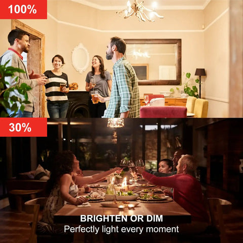 Smart Edison Style LED Bulbs 4 Pack Dimmable Filament Candelabra Lights 450 Lumen 40W Equivalent 2.4 GHz WiFi in living room setting