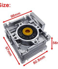 Beefy Nema 23 Stepper Worm Gear Reducer With 11mm Input And 14mm Output Shaft From 5 To 1 Up To 80 To 1 Reduction dimensions