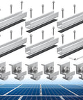 Six Pack Solar Panel Mounting Brackets Kit With 7.87 Inch Aluminum Rails And 30mm And 35mm End Clamps For Metal Roof Tin Roof Flat Roof Sheet Roof And RVs Easy Z Type Install Pro Grade Durable Silver