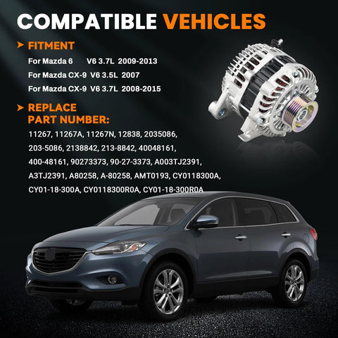 High Output 110A Alternator Replacement Direct Fit For 6 3.7L 2009 2013 And CX 9 3.5L 2007 3.7L 2008 2015 2014 2015