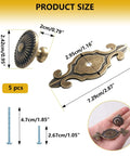 Vintage Bronze Cabinet Knobs With Backplates 5 Pack For Dresser Cupboard Wardrobe Mushroom Drawer Pulls dimensions shown
