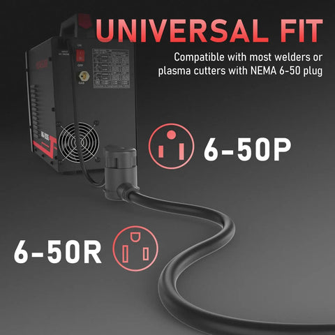 Heavy Duty 50 Foot 250 Volt Welder Extension Cord With 10 AWG Conductors For Welding Machines NEMA Six Fifty P To Six Fifty R