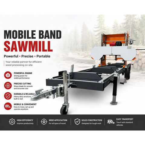 Pro Level Portable Sawmill Machine For Rugged Log Processing And Lumber Milling Equipment No Sweat Wood Cutting Board Making Plank Production Daily Shop Tasks Project Ready with powerful engine and precise cutting.