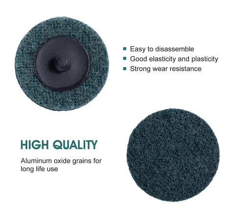 25 Pack 2 Inch Quick Change Sanding Discs For Die Grinder Surface Prep Strip Grind Polish Burr Finish Rust And Paint Removal Fine Grit Aluminum Oxide Set front and back view
